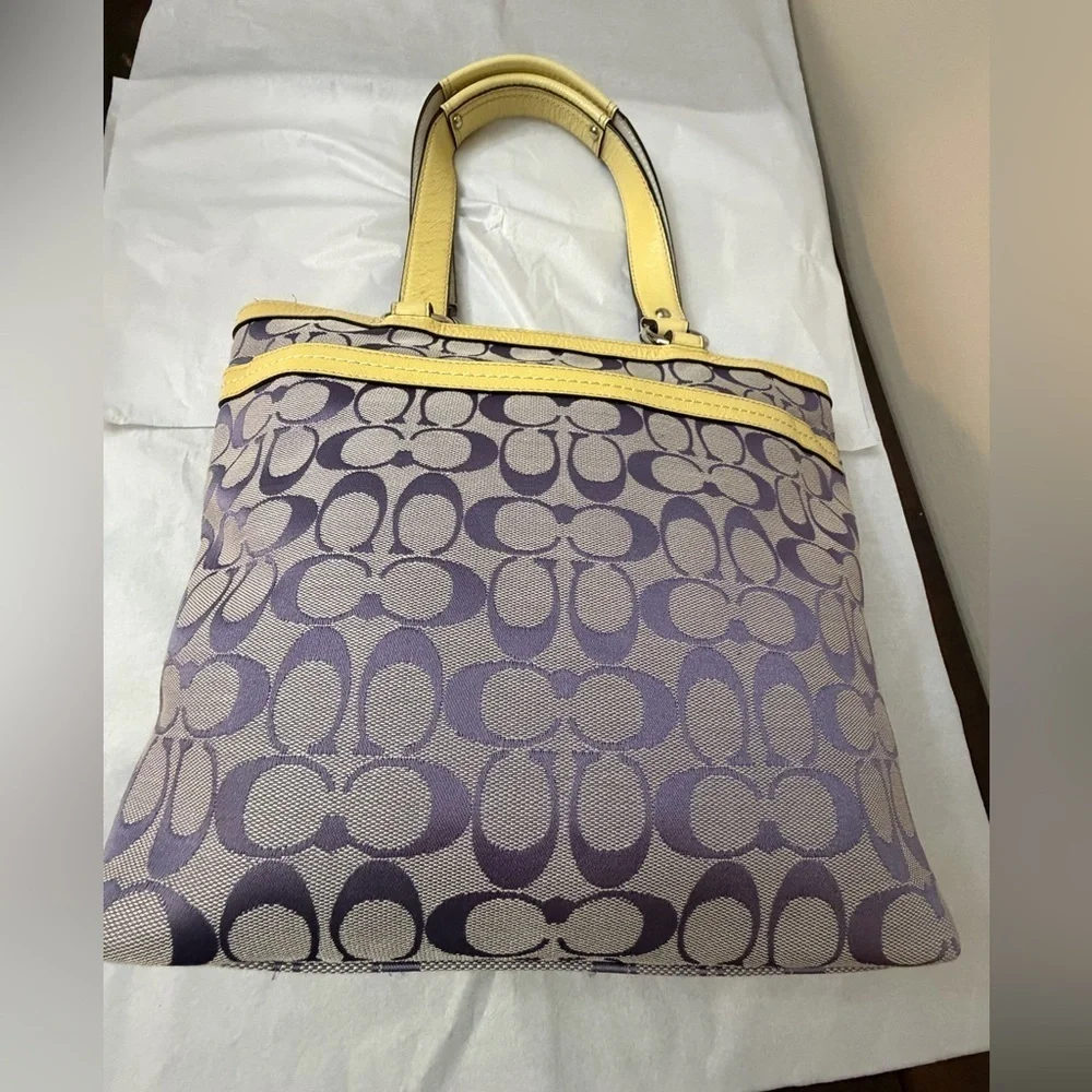 Coach Yellow and Purple Signature Tote